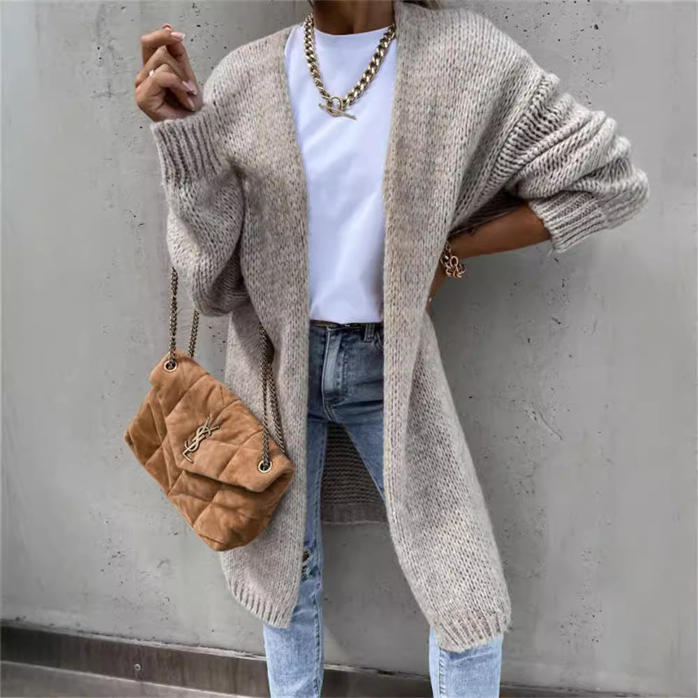 Damen Offene Strickjacke mit groben Maschen und lässigem Schnitt R&B