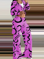 Damen Lässiges Set mit kreativem Print und bequemen Hosen R&B