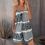 Damen luftiger Overall mit Spaghettiträgern und modischem Tierdesign R&B