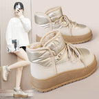 Damen modische Winterstiefeletten mit warmem Kunstfell und robuster Sohle R&B
