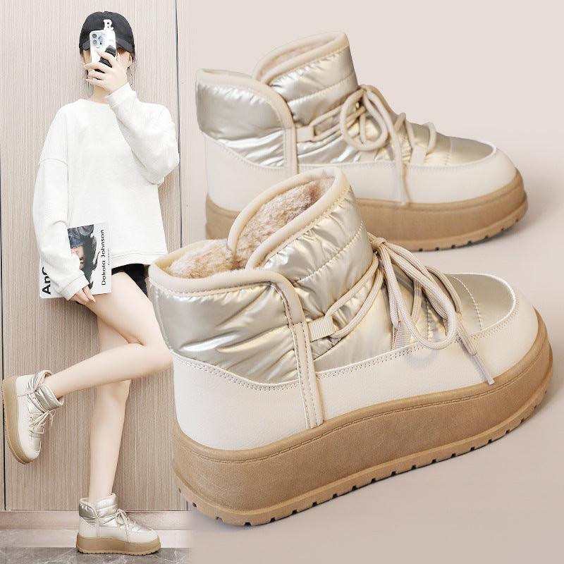 Damen modische Winterstiefeletten mit warmem Kunstfell und robuster Sohle R&B