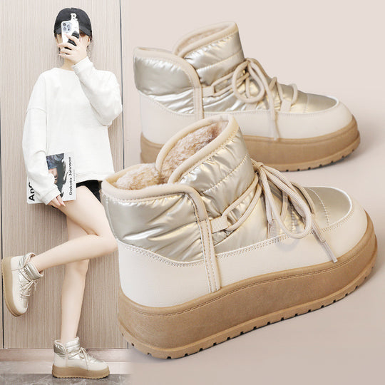 Damen modische Winterstiefeletten mit warmem Kunstfell und robuster Sohle R&B
