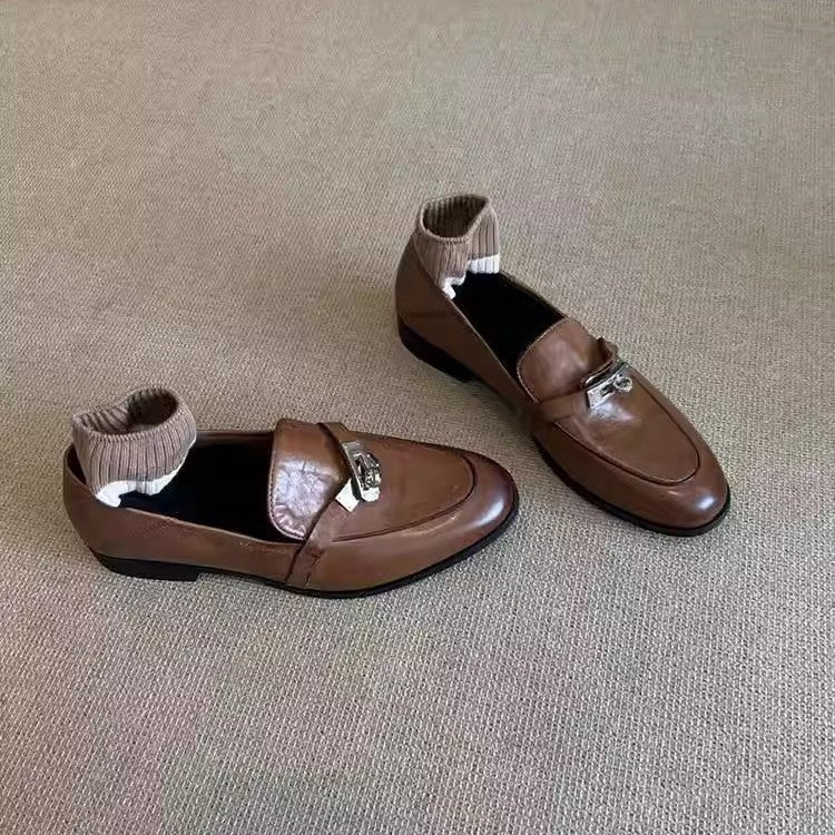 Damen elegante Loafer mit modischen Schnallenakzenten R&B