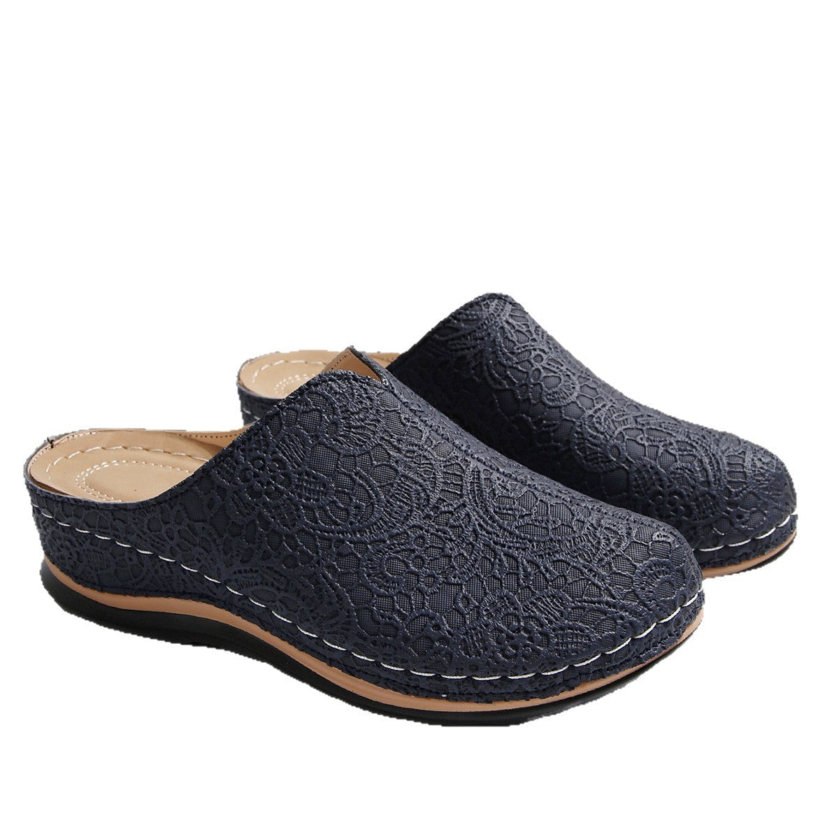 Damen Komfortable Clogs mit eleganter Spitzenstruktur und ergonomischem Fußbett R&B