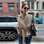 Damen modischer Oversize-Trenchcoat mit schmalem Gürtel R&B
