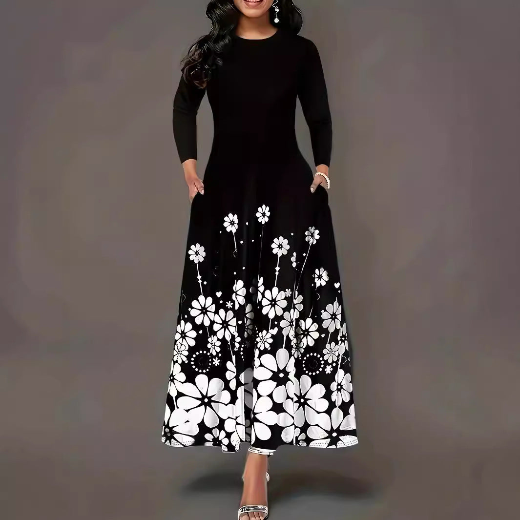 Damen Maxikleid mit floralem Druck und Taschen R&B