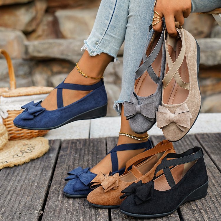 Damen Komfortable Ballerinas mit dekorativer Schleifenapplikation R&B