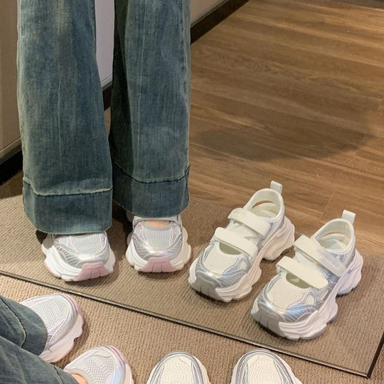 Damen Sportliche Lauf-Sneaker mit praktischen Klettverschlüssen und atmungsaktiver Mesh-Oberfläche R&B