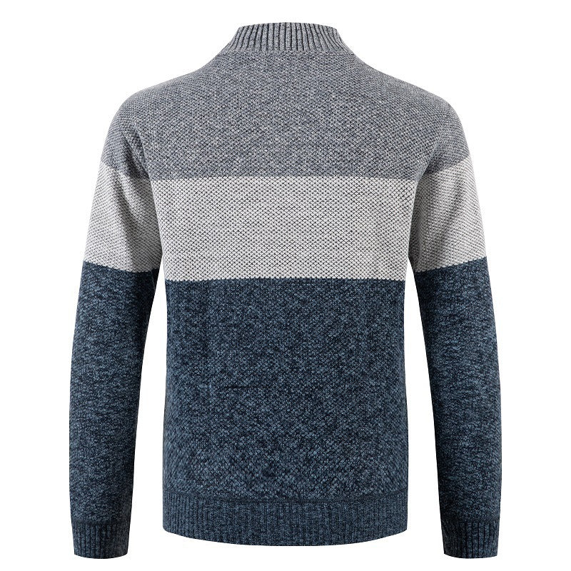 Herren Strickjacke mit modernem Farbblockdesign und kuscheligem Innenfutter R&B