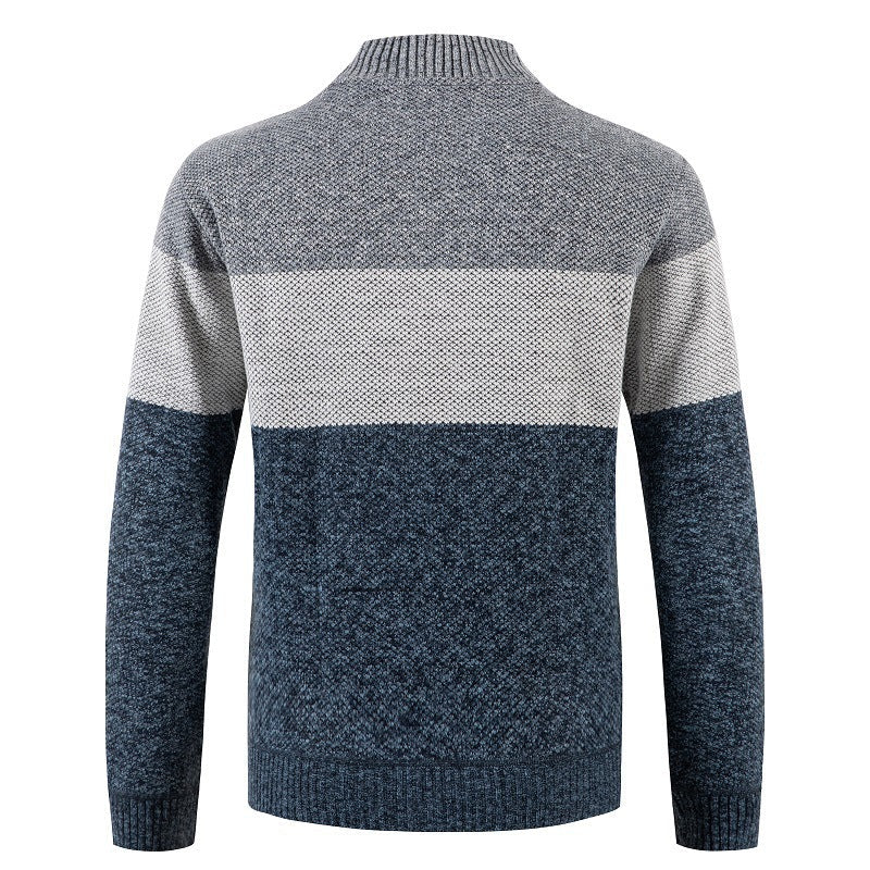 Herren Strickjacke mit modernem Farbblockdesign und kuscheligem Innenfutter R&B