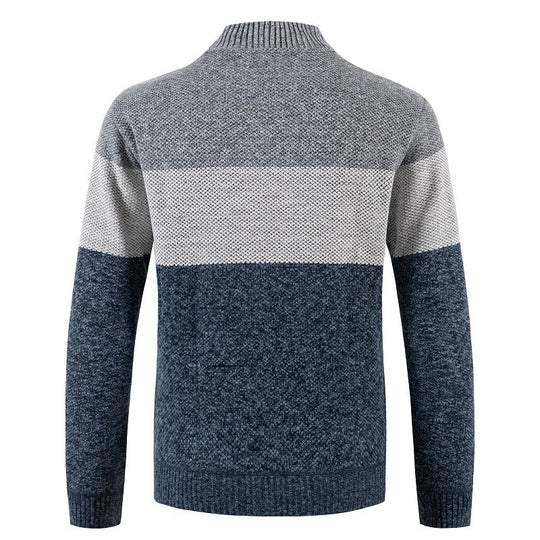 Herren Strickjacke mit modernem Farbblockdesign und kuscheligem Innenfutter R&B