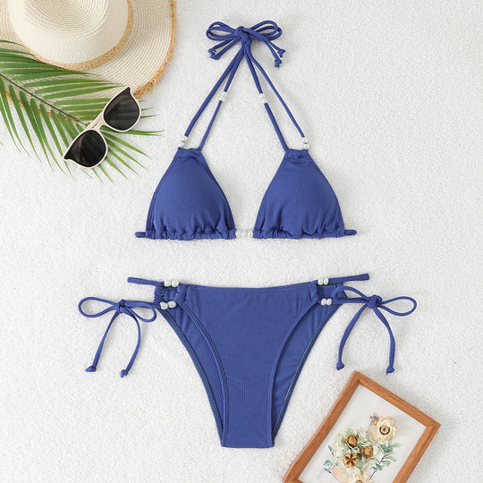 Damen Triangel-Bikini mit raffinierten Perlenakzenten R&B