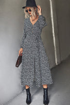 Damen Maxikleid mit elastischem Taillenbund und floralen Mustern R&B