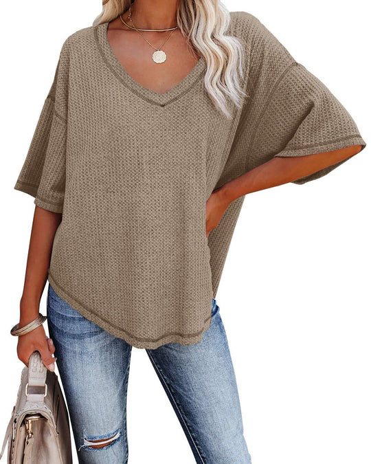 Damen lässiges Oversized-Oberteil mit strukturiertem Webmuster R&B