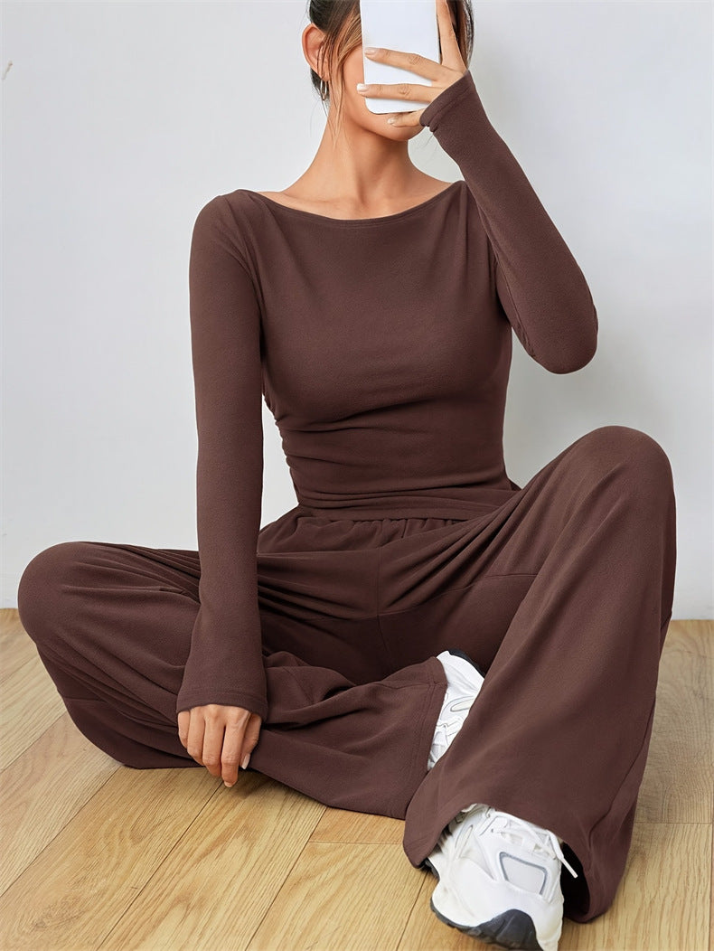 Damen Lässiges Oberteil und weite Hose Set R&B