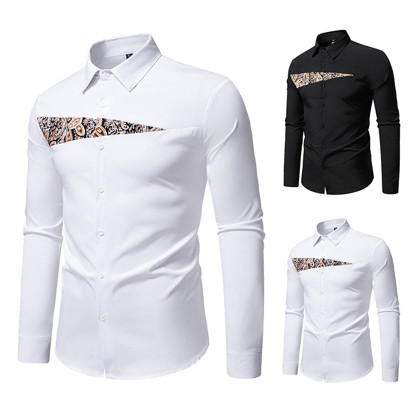 Herren Langarmhemd mit kreativem Paisley-Design R&B