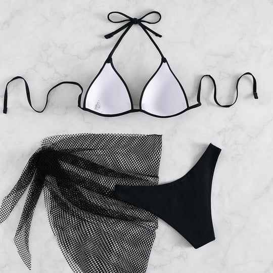 Damen Verführerischer Triangel-Bikini mit Netzrock R&B