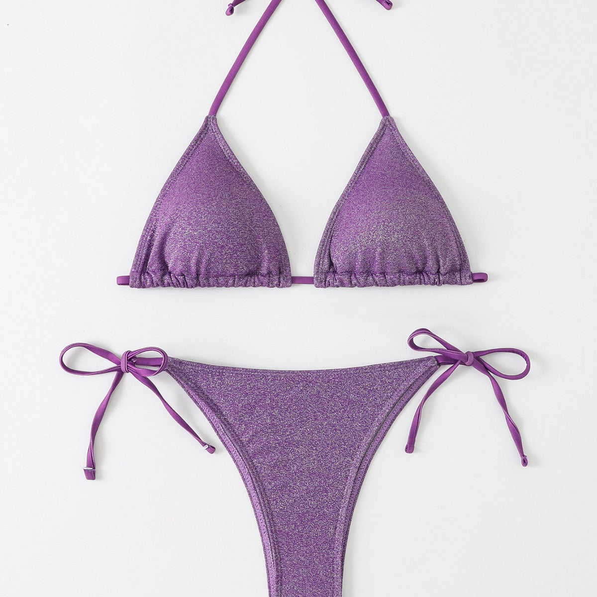 Damen Triangel-Bikini mit schimmerndem Rüschendesign R&B