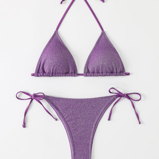 Damen Triangel-Bikini mit schimmerndem Rüschendesign R&B