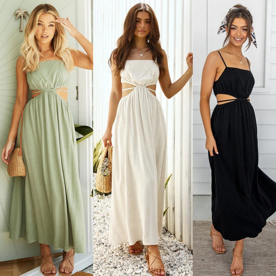 Damen Maxikleid mit modischen Cut-Outs und figurfreundlichem Design R&B