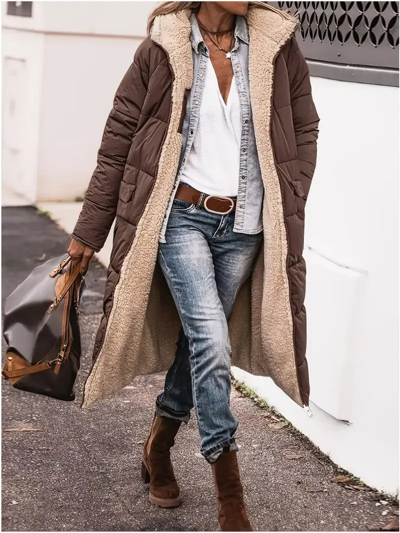 Damen lange Steppjacke R&B