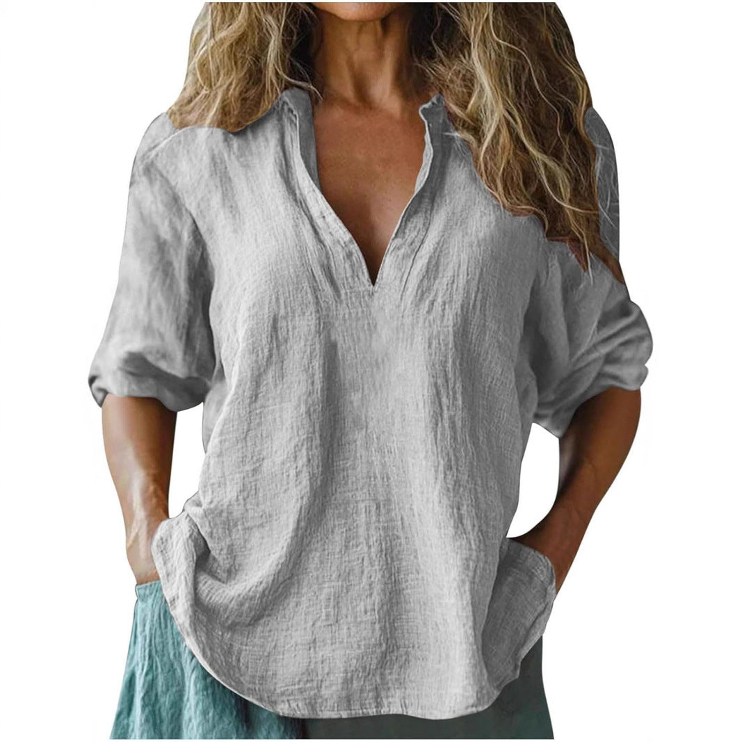 Damen lässige Leinenbluse R&B