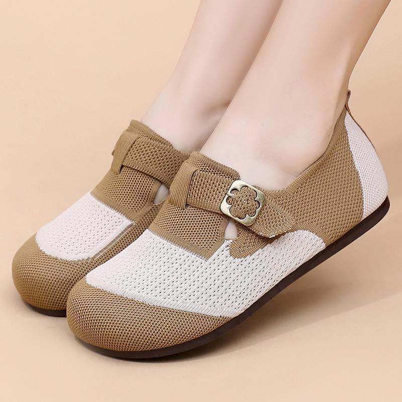 Damen Slip-On Schuhe mit verstellbarem Schnallenverschluss und atmungsaktiver Oberflächenstruktur R&B
