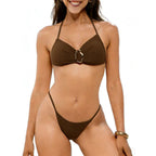 Damen Triangel-Bikini mit modischem Ringdetail und verstellbaren Trägern R&B