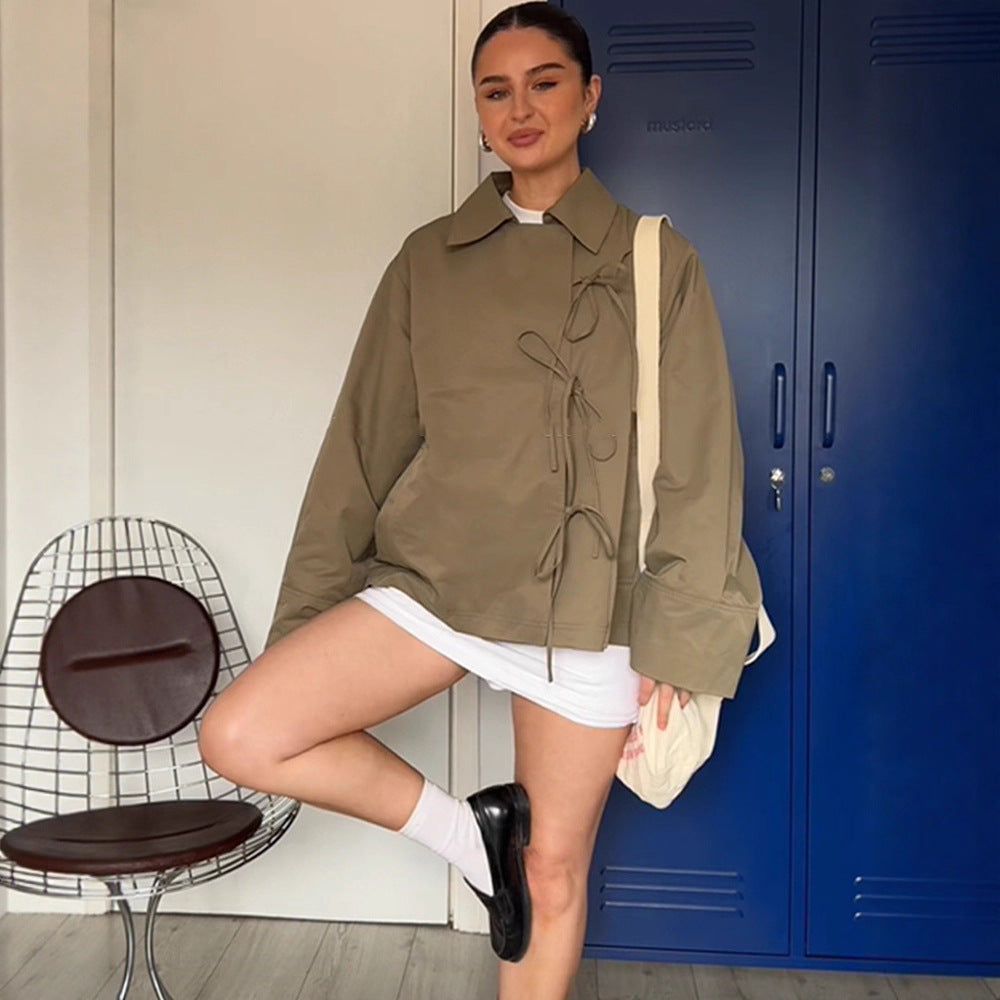 Damen lässige Windjacke mit verstellbarem Kordelzug R&B