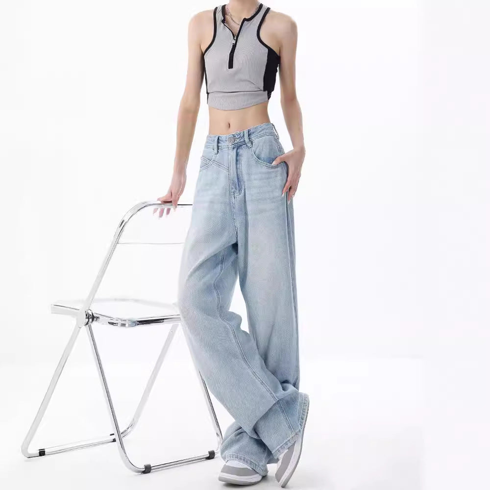 Damen Weite High-Waist Jeans mit lässigem Schnitt und modernem Design R&B