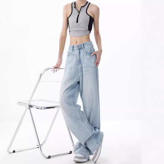 Damen Weite High-Waist Jeans mit lässigem Schnitt und modernem Design R&B