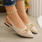 Damen Slingback Ballerinas mit modischem Kettendesign R&B