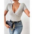 Damen Wickelbody mit dekorativem Streifenmuster R&B