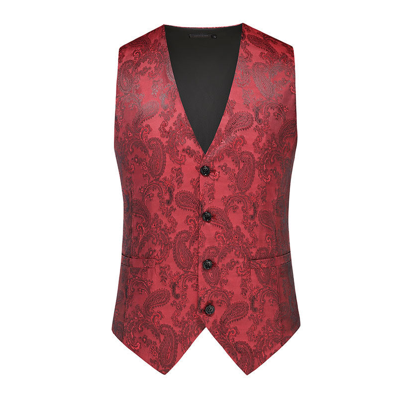 Herren nan feine Jacquard-Anzugweste mit V-Ausschnitt, Zierknöpfen und schmaler Silhouette R&B