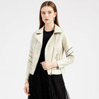 Damen modische Kunstlederjacke mit strukturiertem Design