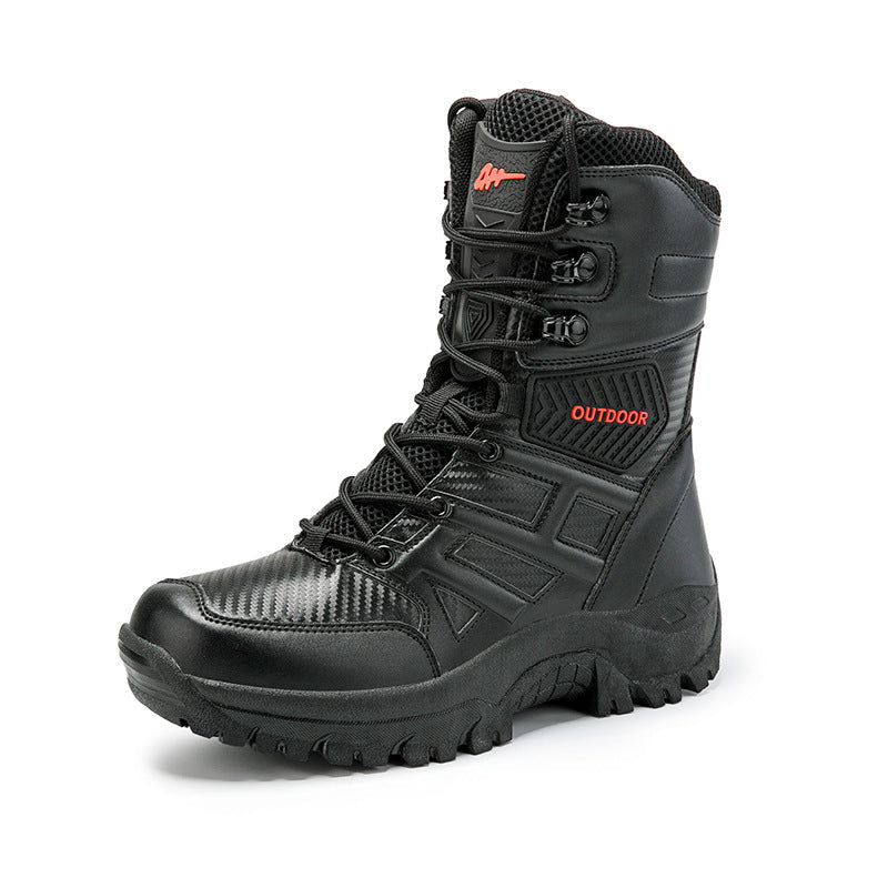 Herren Tactical Stiefel mit seitlichem Reißverschluss und hochgezogenem Knöchelschutz R&B