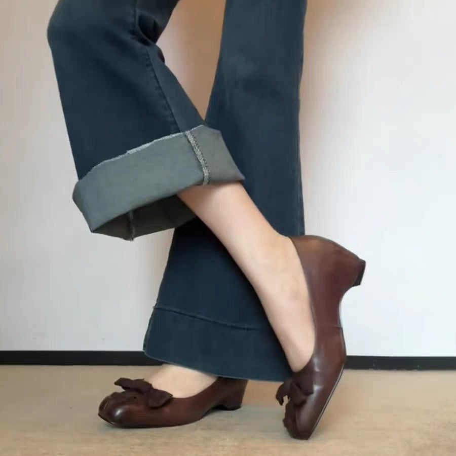 Damen Ballerinas mit dekorativer Schleifenapplikation und elegantem Absatz R&B