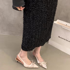 Damen Slingback-Pumps mit dekorativer Schleife und hochwertiger Velours-Oberfläche R&B
