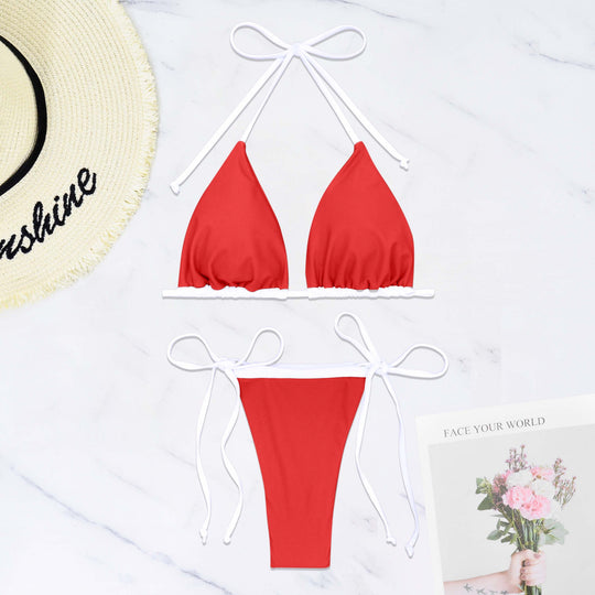 Damen Triangel-Bikini mit verstellbaren Trägern und raffinierten Rüschendetails R&B