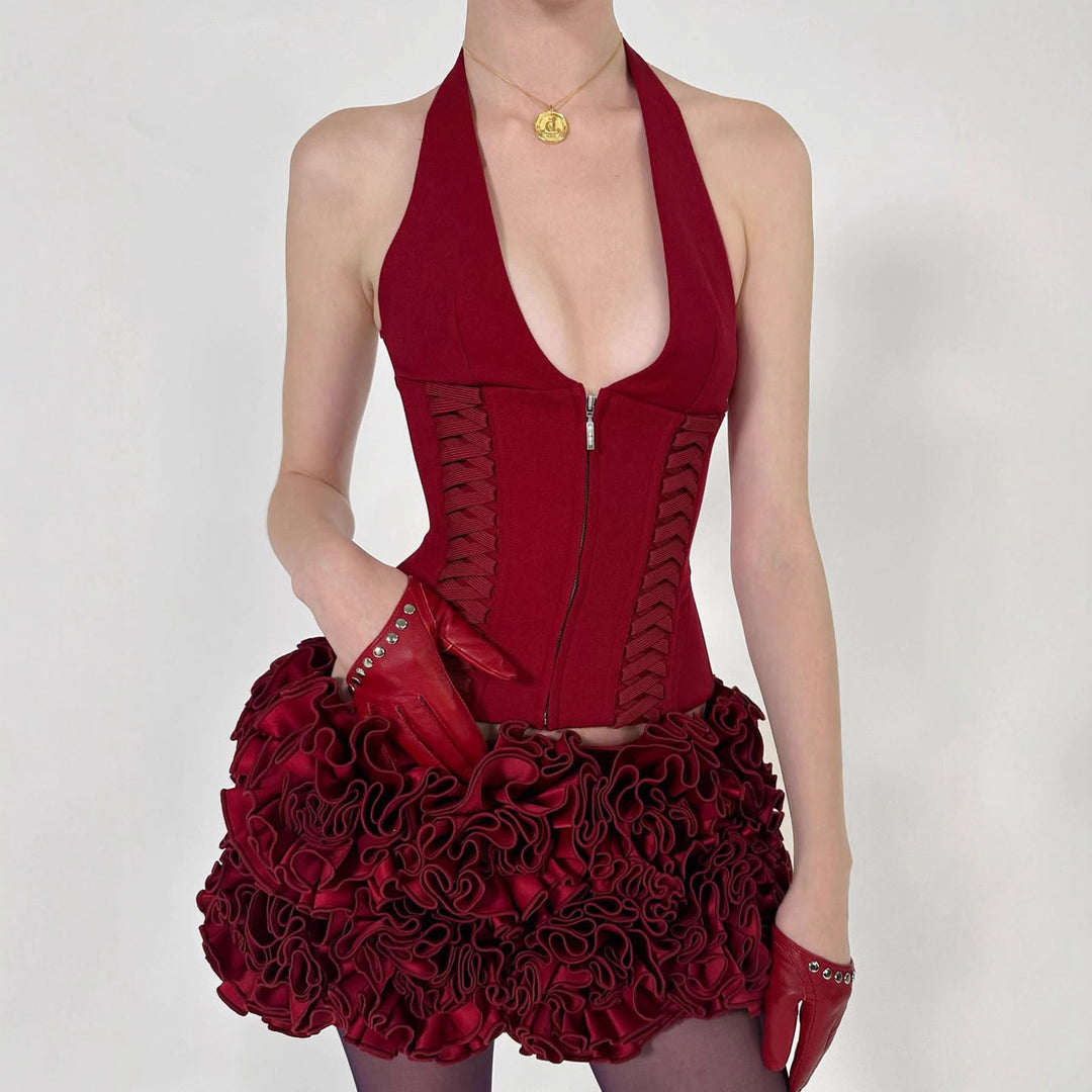 Damen Cropped Oberteil mit raffiniertem Schnürdesign R&B