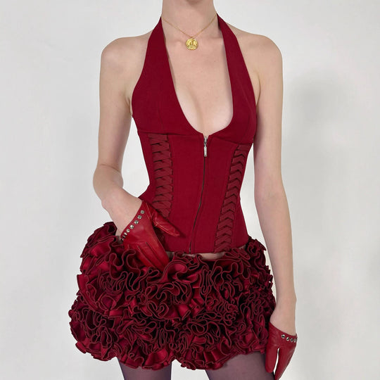 Damen Cropped Oberteil mit raffiniertem Schnürdesign R&B