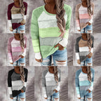 Damen gestreifter leichter Strickpullover
