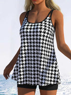 Damen Tankini mit verspieltem Streifenmuster und originellem Schnitt R&B