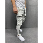 Herren Sportliche Jogginghose mit stylischen Reißverschlüssen und körpernahem Schnitt R&B