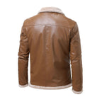 Herren stilvolle Kunstlederjacke mit warmem Innenfutter R&B