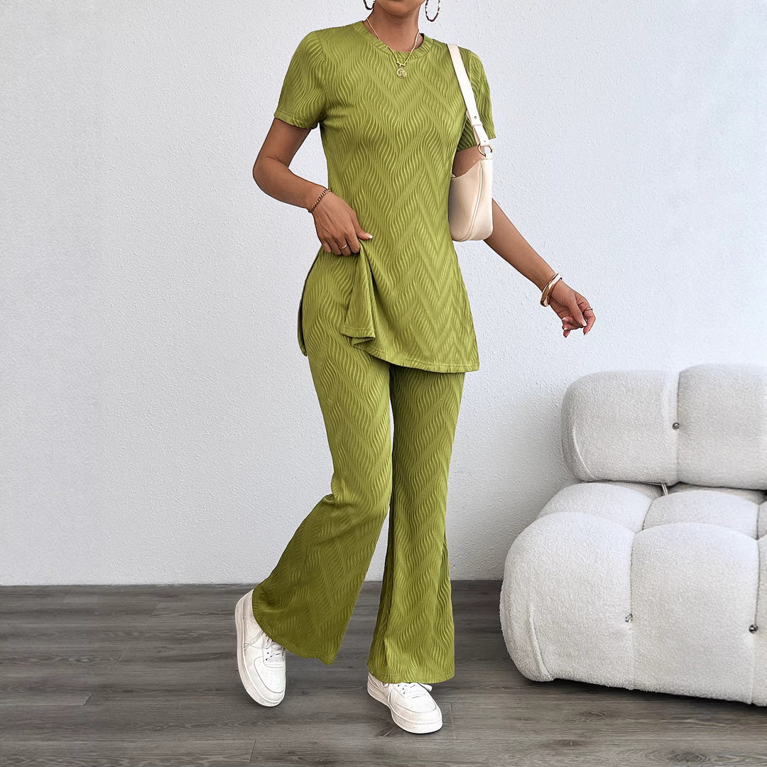 Damen lässiges Zweiteiliges Set im modernen Rippenlook mit hohem Tragekomfort R&B