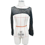 Damen trendiges Netz-Overtop mit weitem Arm R&B