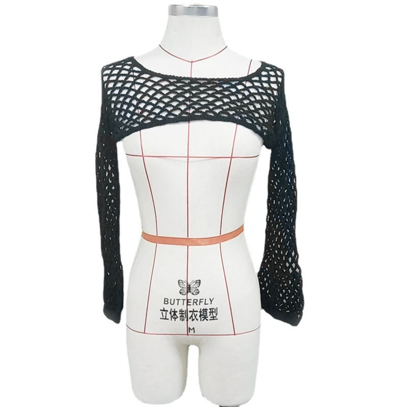 Damen trendiges Netz-Overtop mit weitem Arm R&B