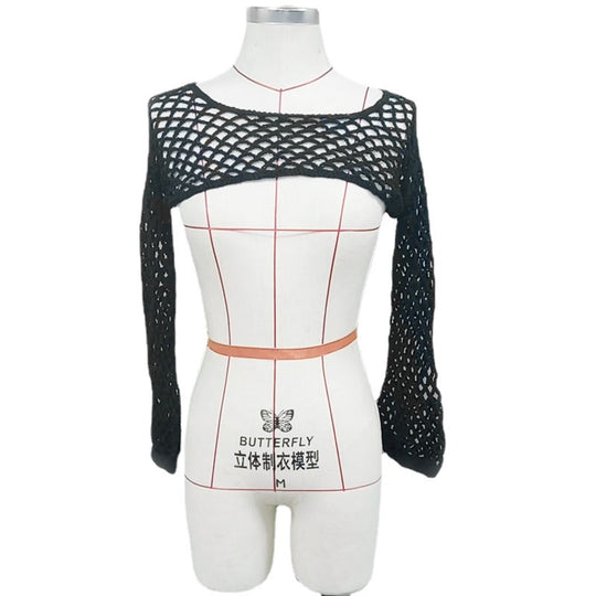 Damen trendiges Netz-Overtop mit weitem Arm R&B