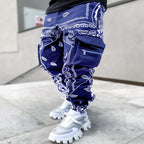 Herren nan Bandana-Cargo-Jogginghose mit Kordelzug und elastischen Bündchen R&B
